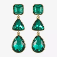 Monet Jewelry Gold Tone Womens Glass Triangle Cushion Hypoallergenic Drop Earrings