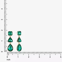 Monet Jewelry Gold Tone Womens Glass Triangle Cushion Hypoallergenic Drop Earrings