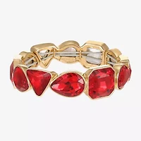 Monet Jewelry Gold Tone Womens Glass Triangle Cushion Stretch Bracelet