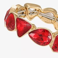 Monet Jewelry Gold Tone Womens Glass Triangle Cushion Stretch Bracelet