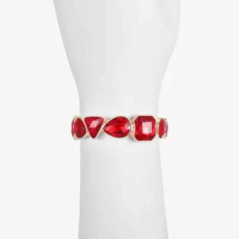 Monet Jewelry Gold Tone Womens Glass Triangle Cushion Stretch Bracelet