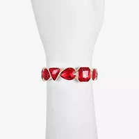 Monet Jewelry Gold Tone Womens Glass Triangle Cushion Stretch Bracelet