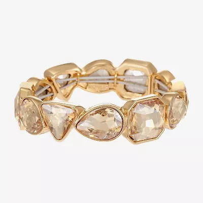 Monet Jewelry Gold Tone Womens Glass Triangle Cushion Stretch Bracelet
