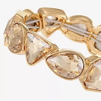 Monet Jewelry Gold Tone Womens Glass Triangle Cushion Stretch Bracelet
