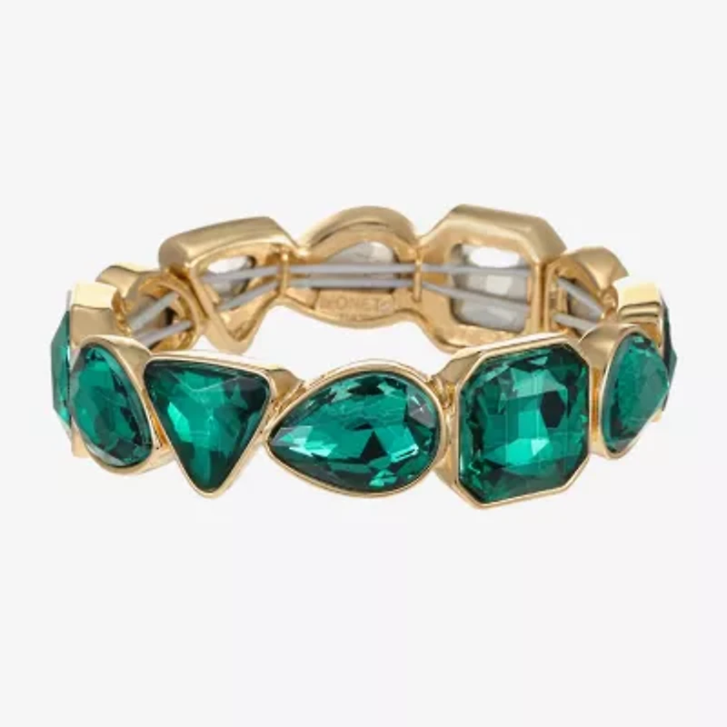 Monet Jewelry Gold Tone Womens Glass Triangle Cushion Stretch Bracelet