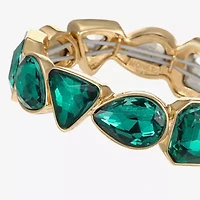 Monet Jewelry Gold Tone Womens Glass Triangle Cushion Stretch Bracelet