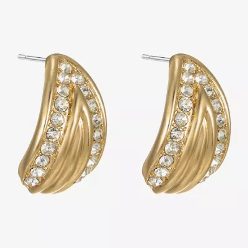 Monet Jewelry Gold Tone Pave Glass 22mm Pear Stud Earrings