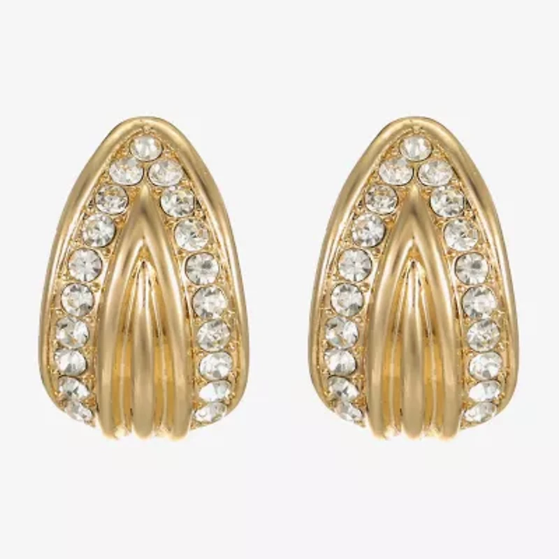 Monet Jewelry Gold Tone Pave Glass 22mm Pear Stud Earrings