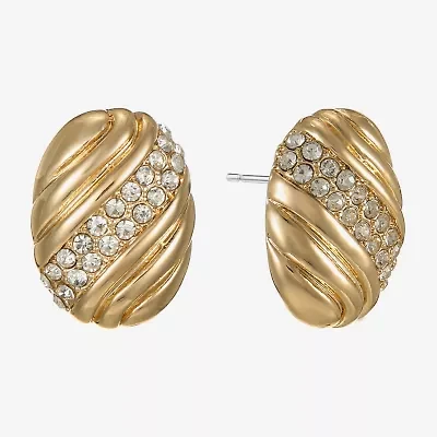 Monet Jewelry Gold Tone Pave Glass 19mm Oval Stud Earrings