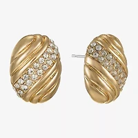 Monet Jewelry Gold Tone Pave Glass 19mm Oval Stud Earrings