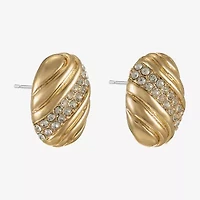 Monet Jewelry Gold Tone Pave Glass 19mm Oval Stud Earrings