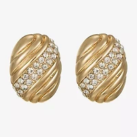 Monet Jewelry Gold Tone Pave Glass 19mm Oval Stud Earrings