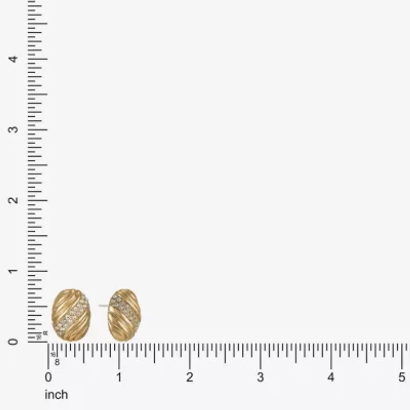Monet Jewelry Gold Tone Pave Glass 19mm Oval Stud Earrings