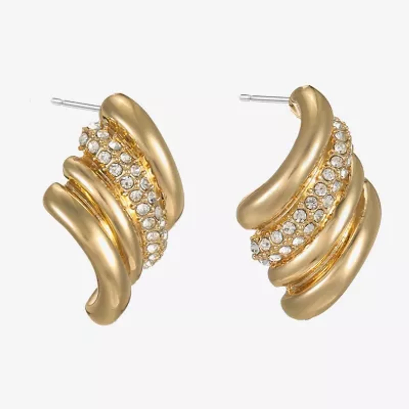 Monet Jewelry Pave Glass 23mm Diamond Stud Earrings