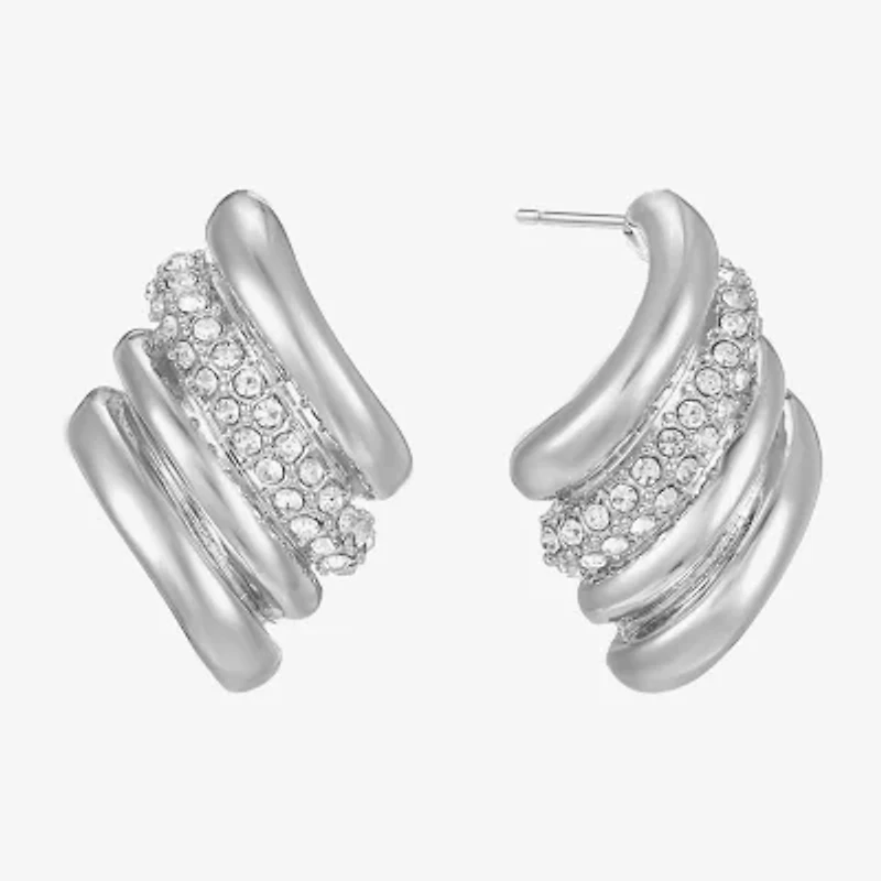 Monet Jewelry Pave Glass 23mm Diamond Stud Earrings