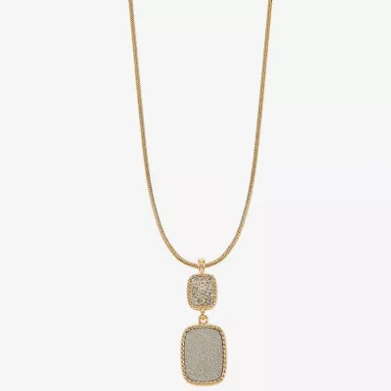 Monet Jewelry Rope Twist Womens Glass Rectangular 17 Inch Pendant Necklace