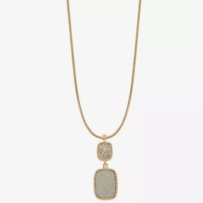 Monet Jewelry Rope Twist Womens Glass Rectangular 17 Inch Pendant Necklace