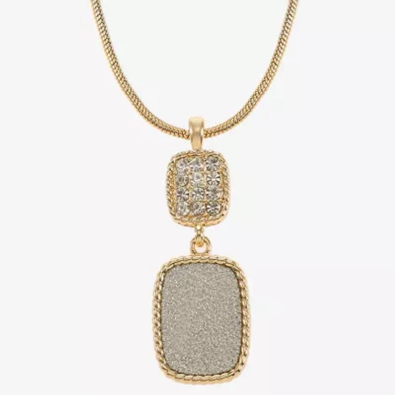 Monet Jewelry Rope Twist Womens Glass Rectangular 17 Inch Pendant Necklace