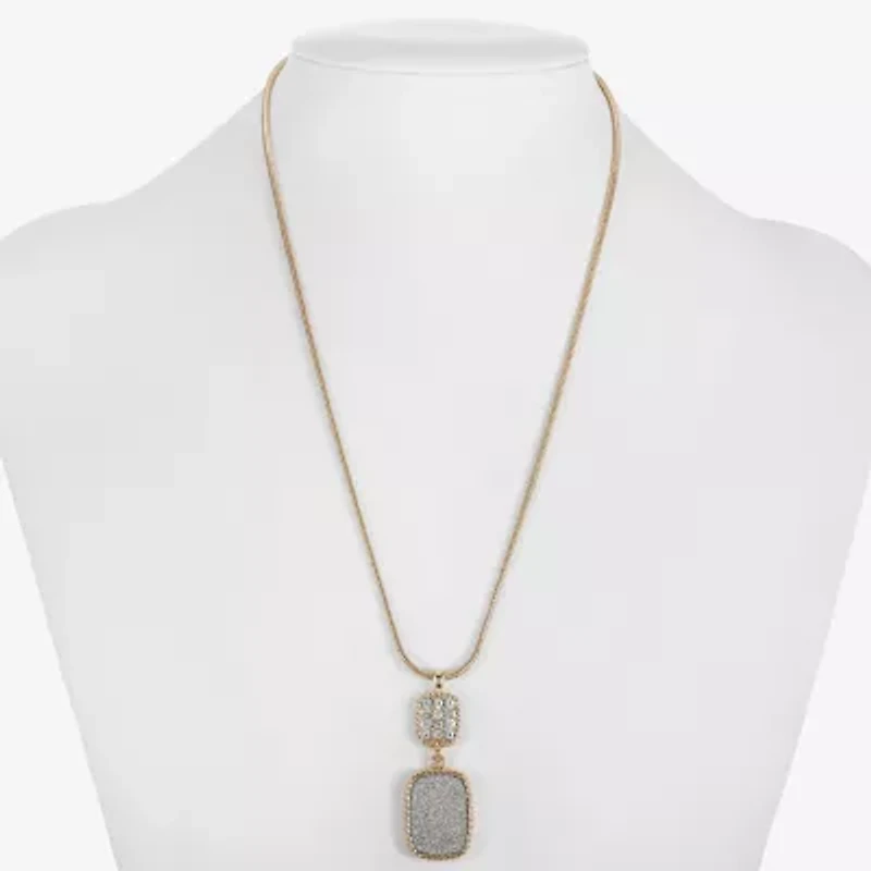 Monet Jewelry Rope Twist Womens Glass Rectangular 17 Inch Pendant Necklace