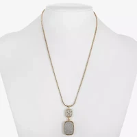 Monet Jewelry Rope Twist Womens Glass Rectangular 17 Inch Pendant Necklace