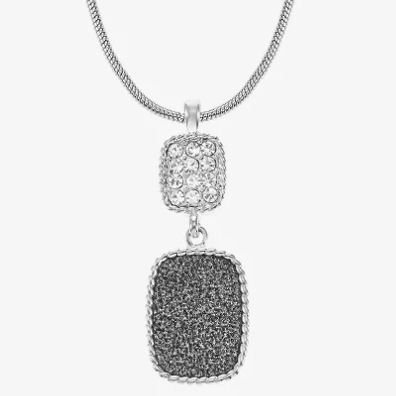 Monet Jewelry Rope Twist Womens Glass Rectangular 17 Inch Pendant Necklace