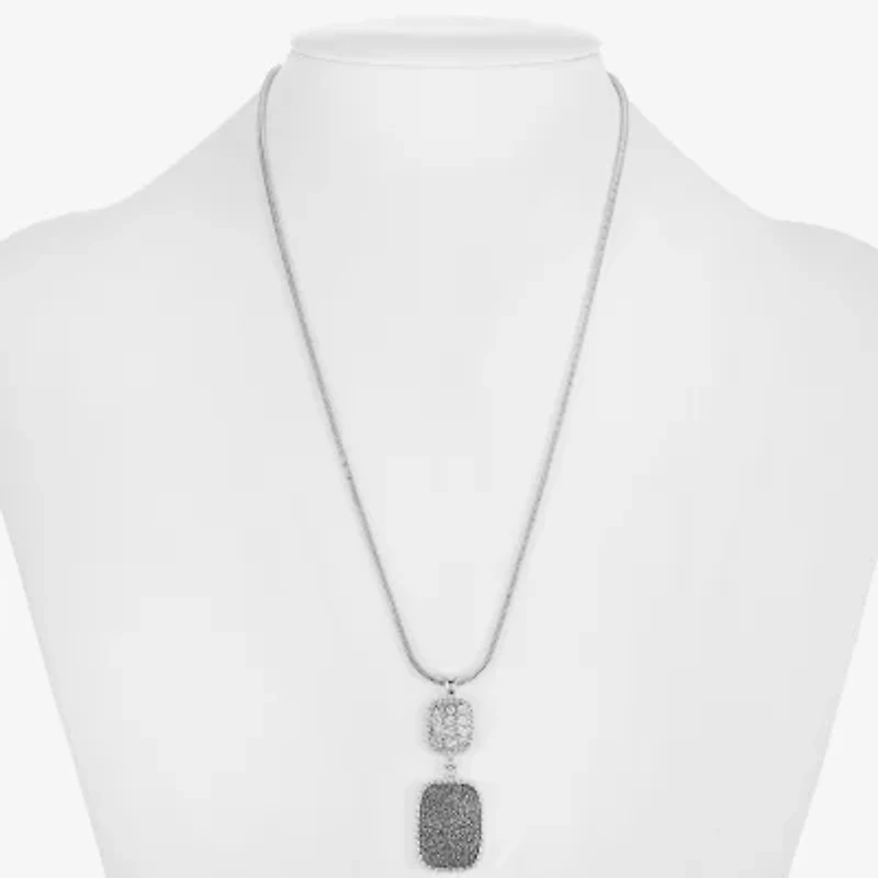 Monet Jewelry Rope Twist Womens Glass Rectangular 17 Inch Pendant Necklace