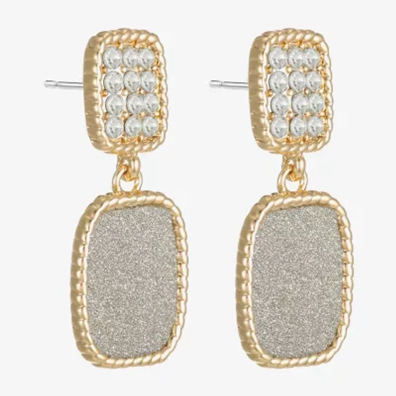 Monet Jewelry Rope Twist Womens Glass Rectangular Hypoallergenic Drop Earrings