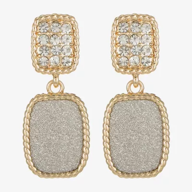 Monet Jewelry Rope Twist Womens Glass Rectangular Hypoallergenic Drop Earrings