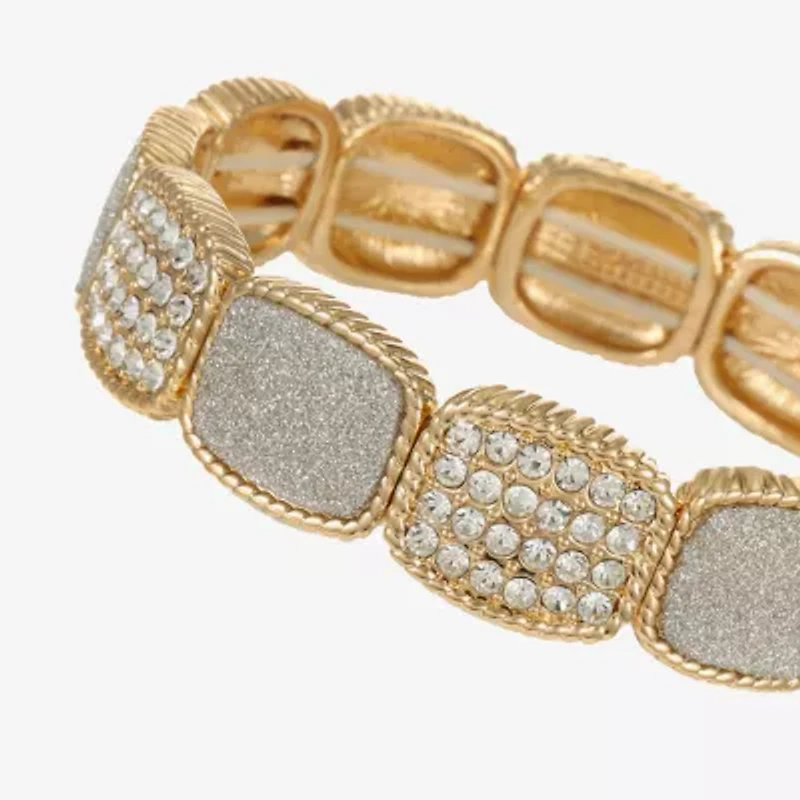 Monet Jewelry Rope Twist Womens Glass Rectangular Stretch Bracelet