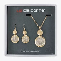 Liz Claiborne Coin Pave Pendant Necklace & Drop Earring Womens Glass 2-pc. Jewelry Set