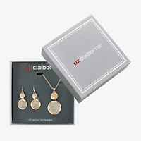 Liz Claiborne Coin Pave Pendant Necklace & Drop Earring Womens Glass 2-pc. Jewelry Set