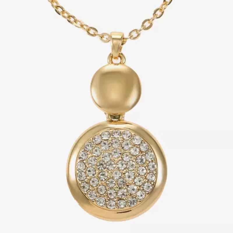 Liz Claiborne Coin Pave Pendant Necklace & Drop Earring Womens Glass 2-pc. Jewelry Set