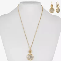 Liz Claiborne Coin Pave Pendant Necklace & Drop Earring Womens Glass 2-pc. Jewelry Set