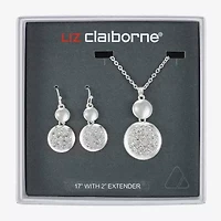 Liz Claiborne Coin Pave Pendant Necklace & Drop Earring Womens Glass 2-pc. Jewelry Set