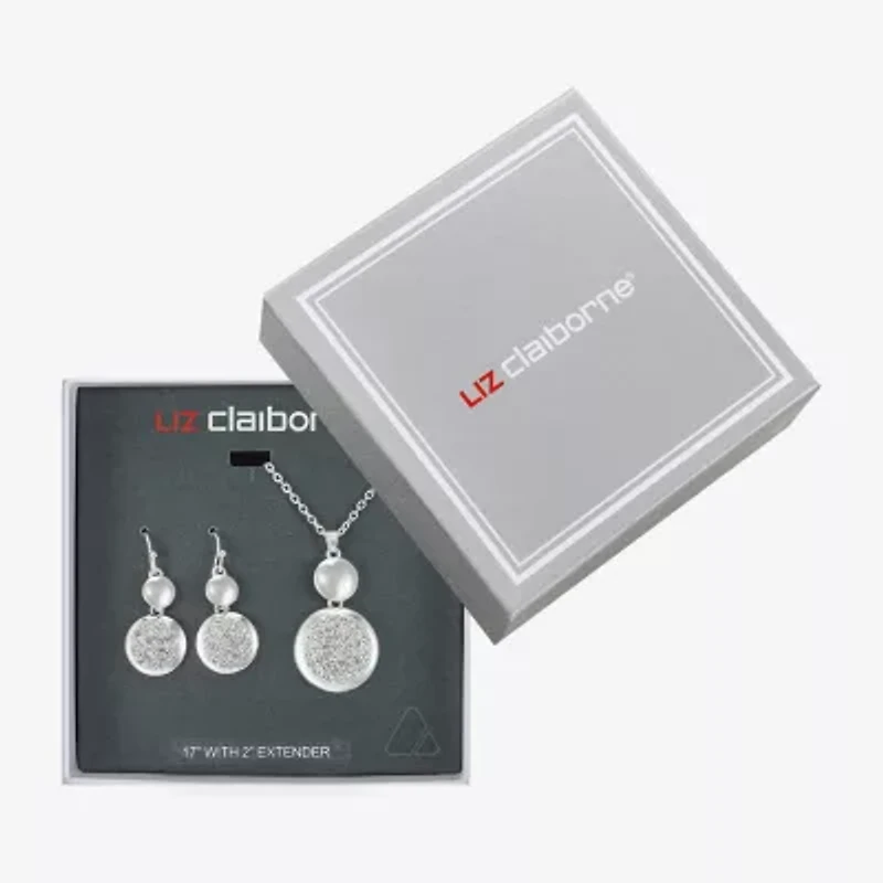 Liz Claiborne Coin Pave Pendant Necklace & Drop Earring Womens Glass 2-pc. Jewelry Set