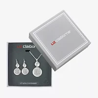 Liz Claiborne Coin Pave Pendant Necklace & Drop Earring Womens Glass 2-pc. Jewelry Set