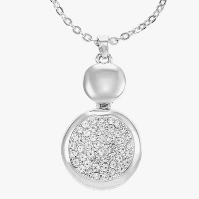 Liz Claiborne Coin Pave Pendant Necklace & Drop Earring Womens Glass 2-pc. Jewelry Set