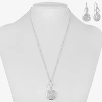 Liz Claiborne Coin Pave Pendant Necklace & Drop Earring Womens Glass 2-pc. Jewelry Set