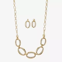 Liz Claiborne Link Frontal Collar Necklace & Drop Earring Womens Glass Hypoallergenic 2-pc. Jewelry Set