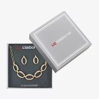 Liz Claiborne Link Frontal Collar Necklace & Drop Earring Womens Glass Hypoallergenic 2-pc. Jewelry Set