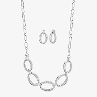 Liz Claiborne Link Frontal Collar Necklace & Drop Earring Womens Glass Hypoallergenic 2-pc. Jewelry Set