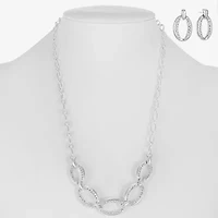 Liz Claiborne Link Frontal Collar Necklace & Drop Earring Womens Glass Hypoallergenic 2-pc. Jewelry Set