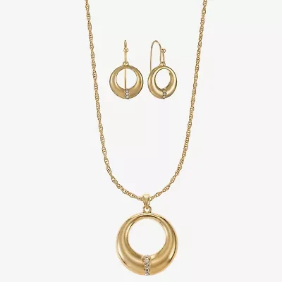 Liz Claiborne Open Circle Pendant Necklace & Drop Earring Womens Glass 2-pc. Jewelry Set