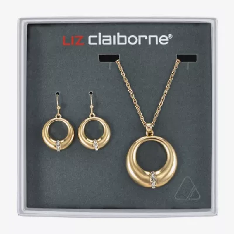 Liz Claiborne Open Circle Pendant Necklace & Drop Earring Womens Glass 2-pc. Jewelry Set