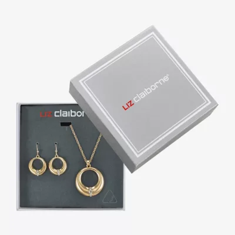 Liz Claiborne Open Circle Pendant Necklace & Drop Earring Womens Glass 2-pc. Jewelry Set