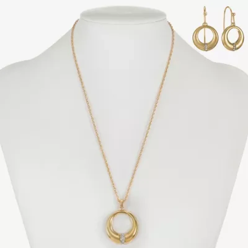 Liz Claiborne Open Circle Pendant Necklace & Drop Earring Womens Glass 2-pc. Jewelry Set