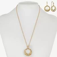 Liz Claiborne Open Circle Pendant Necklace & Drop Earring Womens Glass 2-pc. Jewelry Set