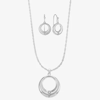 Liz Claiborne Open Circle Pendant Necklace & Drop Earring Womens Glass 2-pc. Jewelry Set