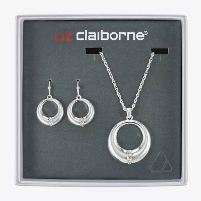 Liz Claiborne Open Circle Pendant Necklace & Drop Earring Womens Glass 2-pc. Jewelry Set