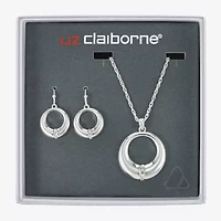 Liz Claiborne Open Circle Pendant Necklace & Drop Earring Womens Glass 2-pc. Jewelry Set